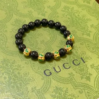 Gucci Black Gold Beaded Spherical Bracelet