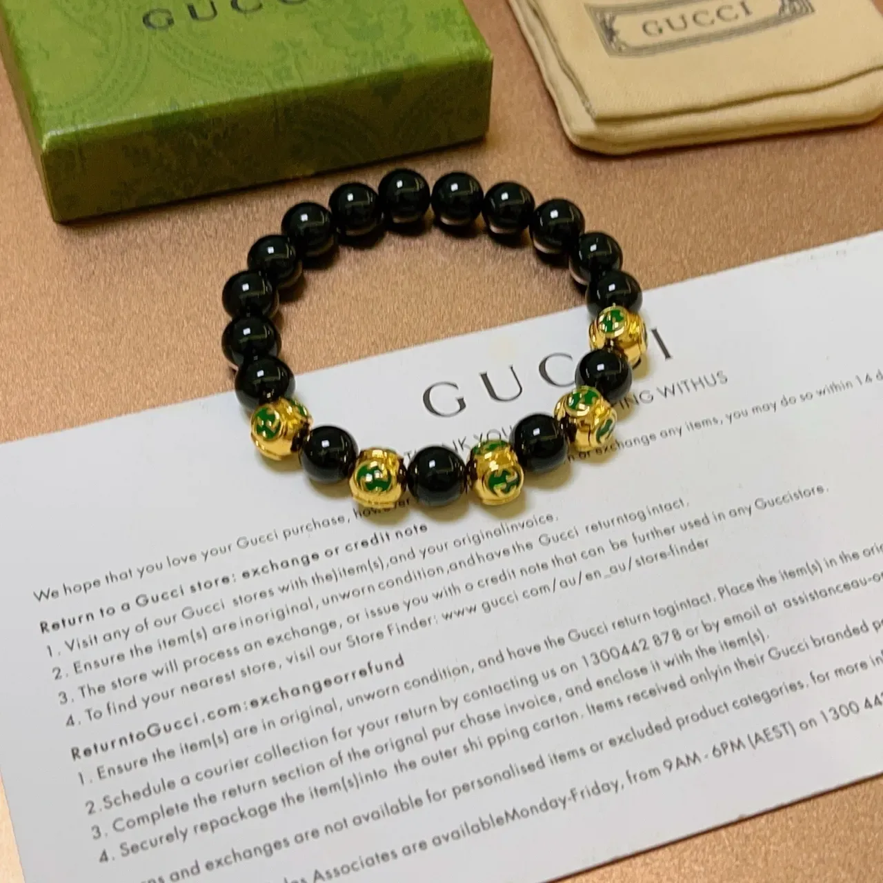 Gucci Black Gold Beaded Spherical Bracelet 2