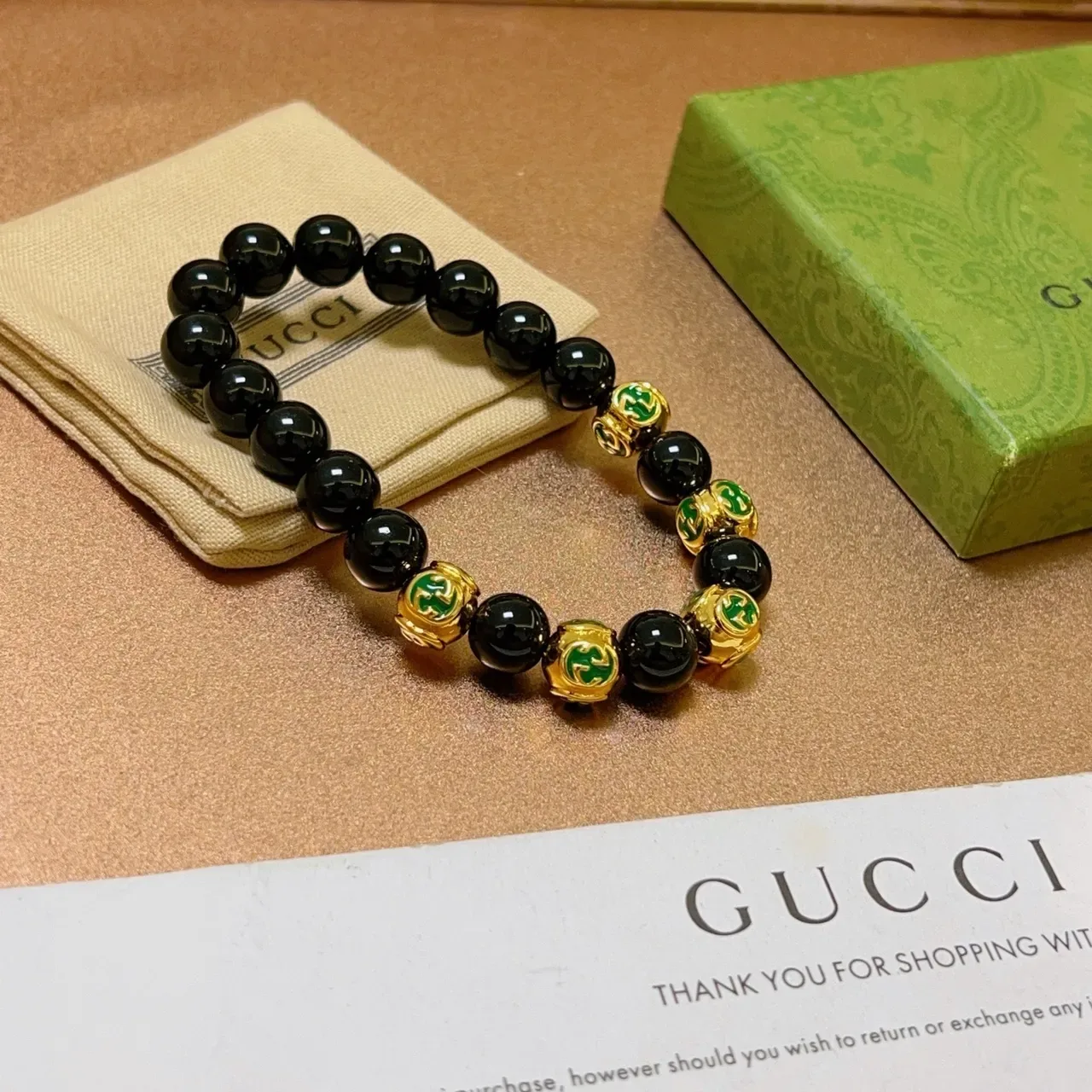 Gucci Black Gold Beaded Spherical Bracelet 3