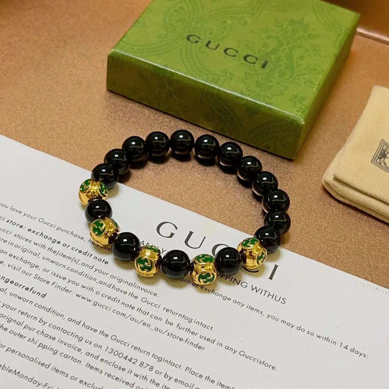 Gucci Black Gold Beaded Spherical Bracelet 5