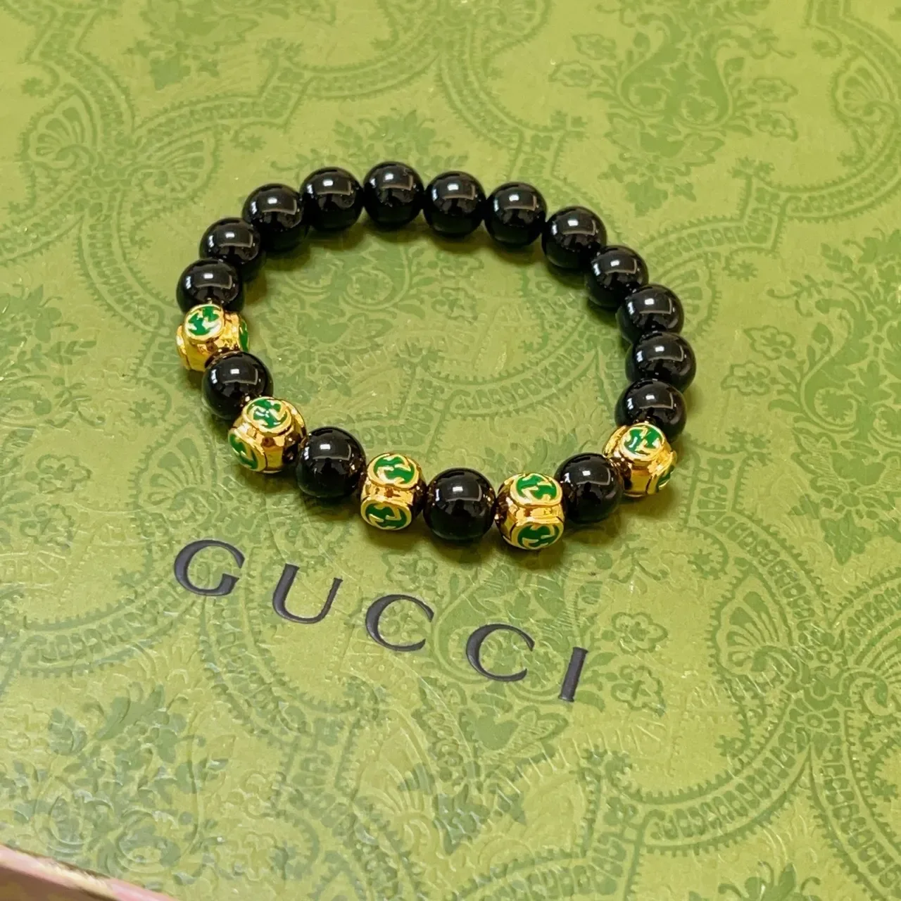 Gucci Black Gold Beaded Spherical Bracelet 9