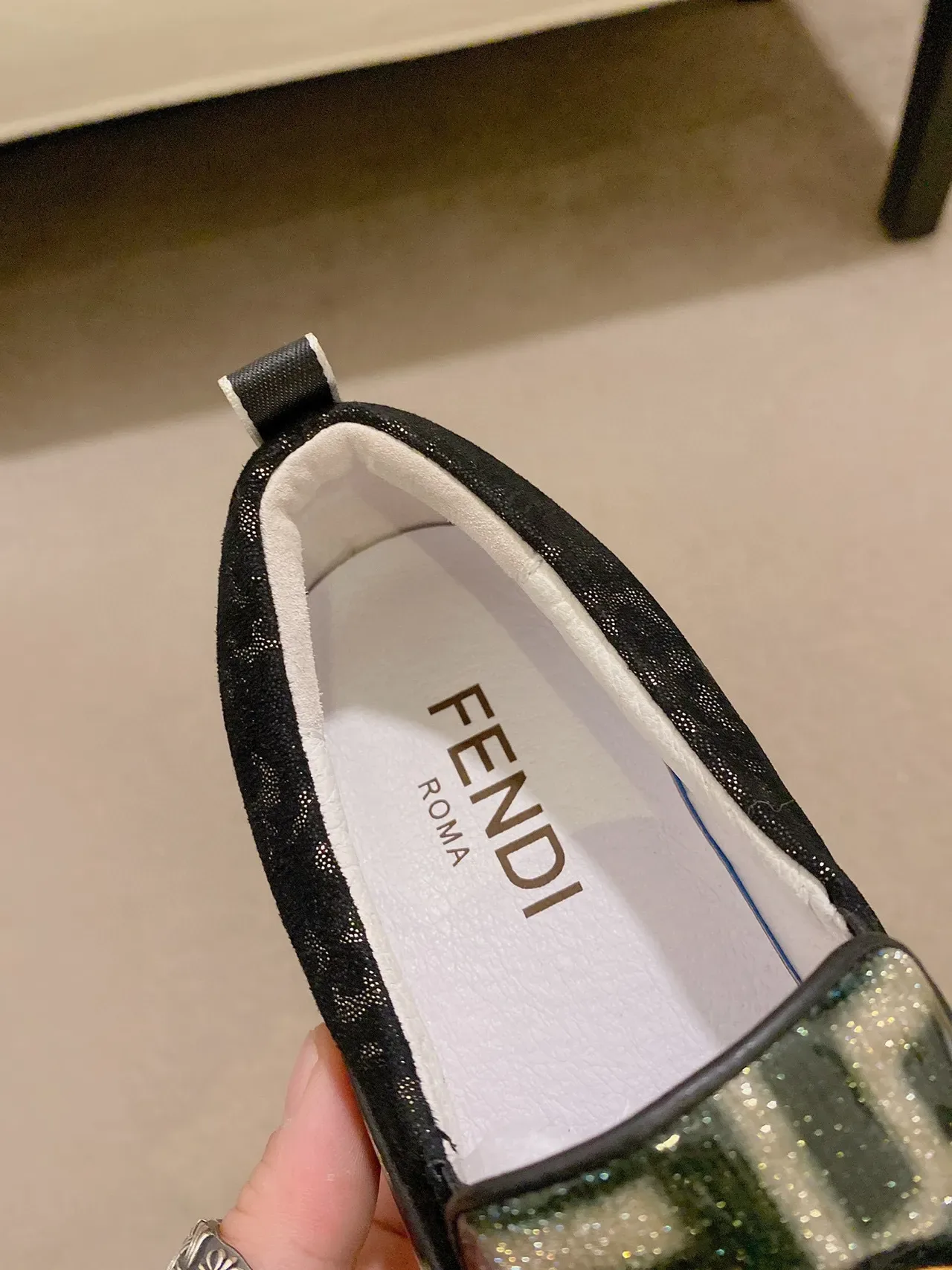 Gucci Black Gold Slip-On GG Monogram Print Lifestyle Sneakers 4