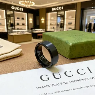 Gucci Black Matte Polished Beveled Ring