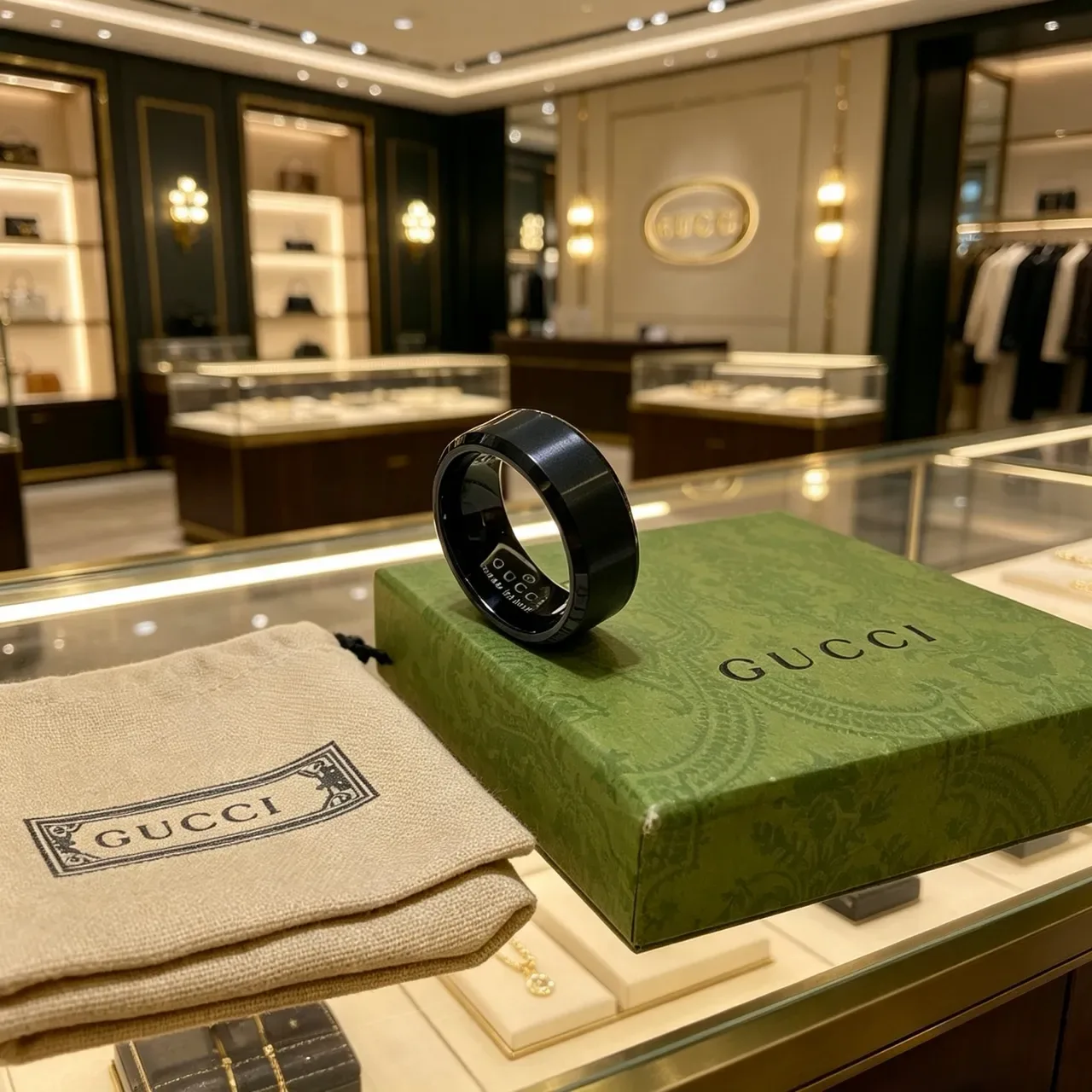 Gucci Black Matte Polished Beveled Ring 2