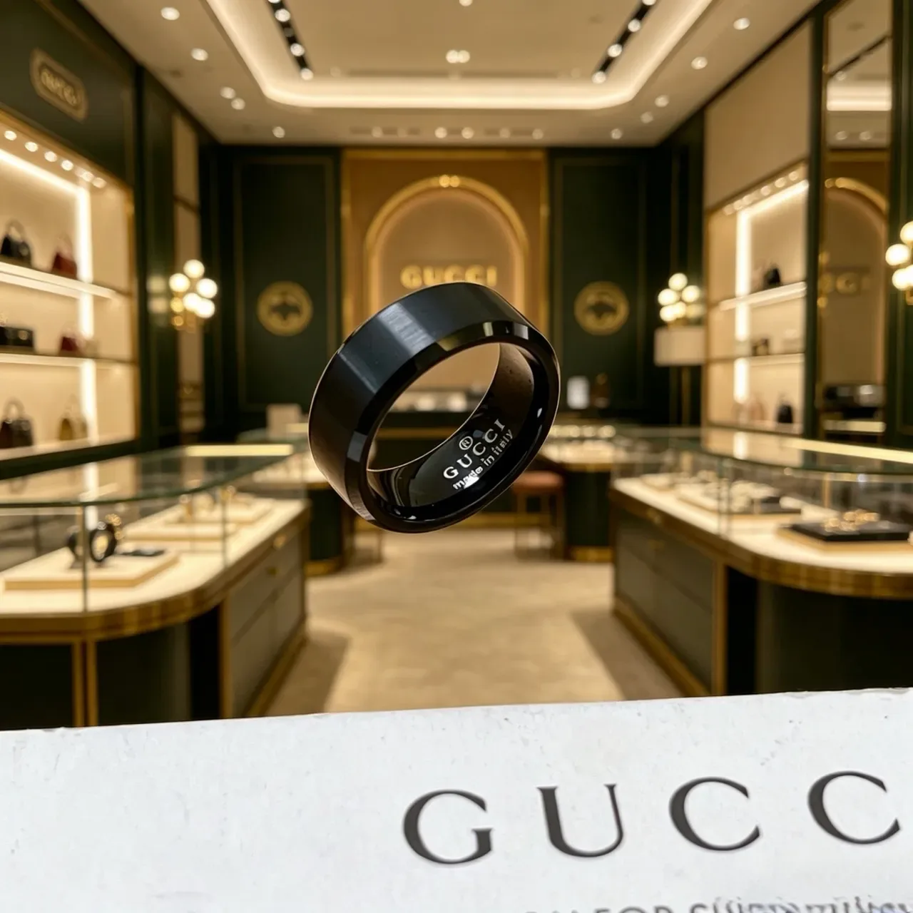 Gucci Black Matte Polished Beveled Ring 3