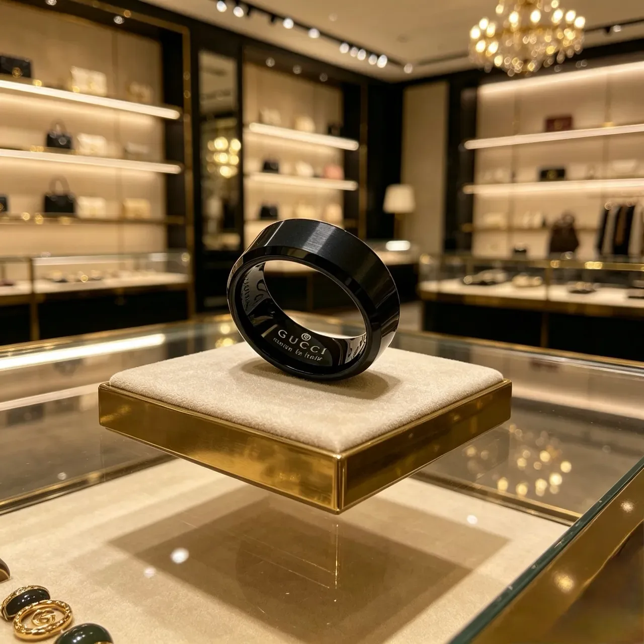 Gucci Black Matte Polished Beveled Ring 4
