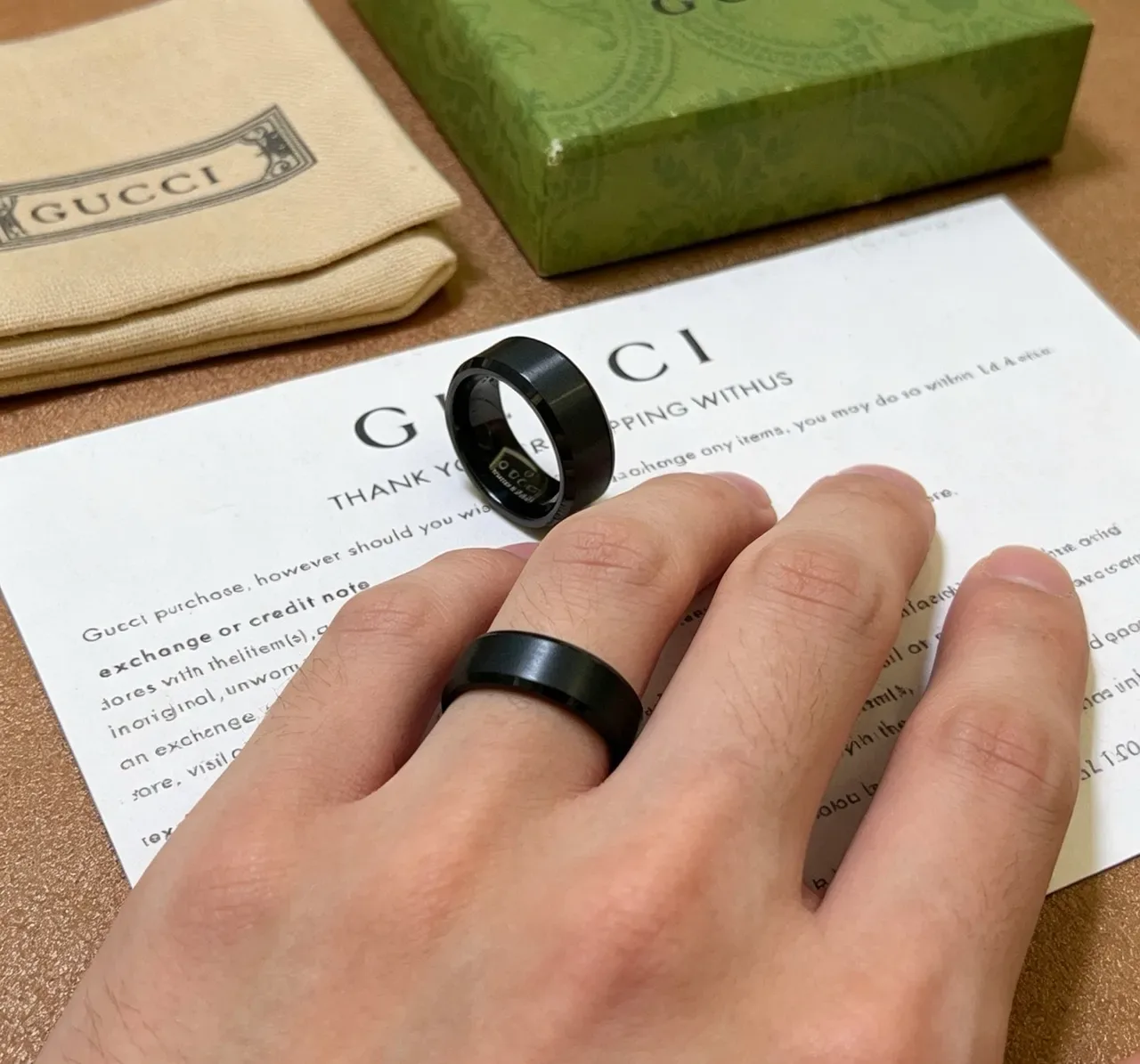 Gucci Black Matte Polished Beveled Ring 5