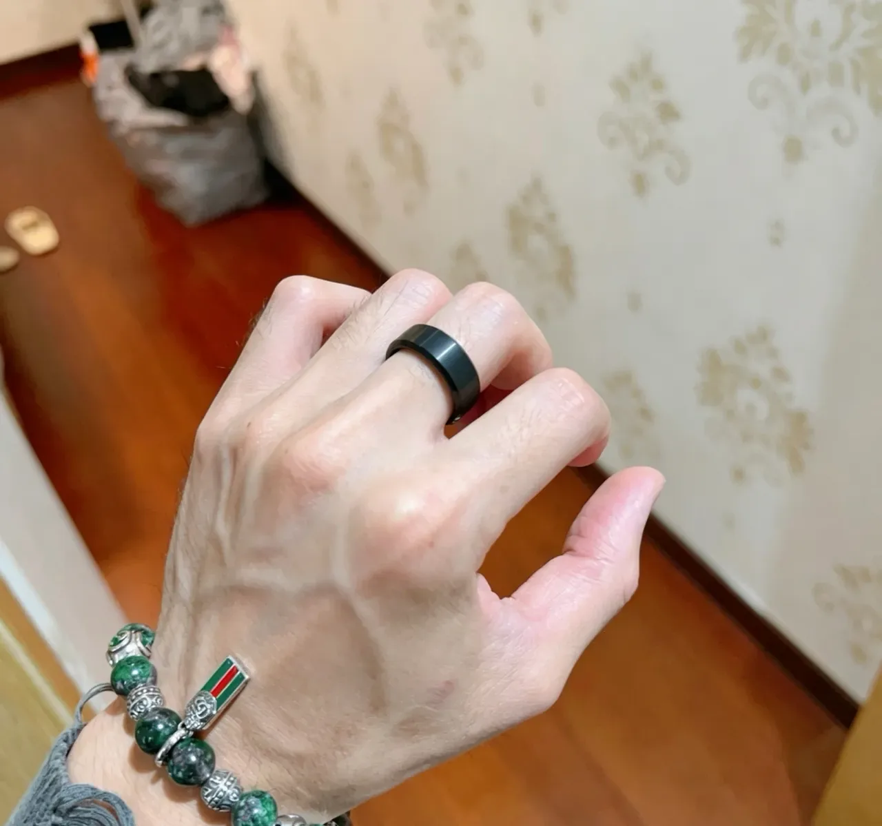 Gucci Black Matte Polished Beveled Ring 9