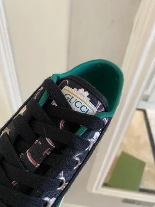 Gucci Black Multicolor Printed Floral-Letter Upper Web Stripe Detail Lifestyle Sneakers 9