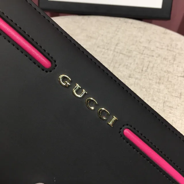 Gucci Black Pink Zip-Around Porte-Cartes Extérieur Double Bourse Longue 4