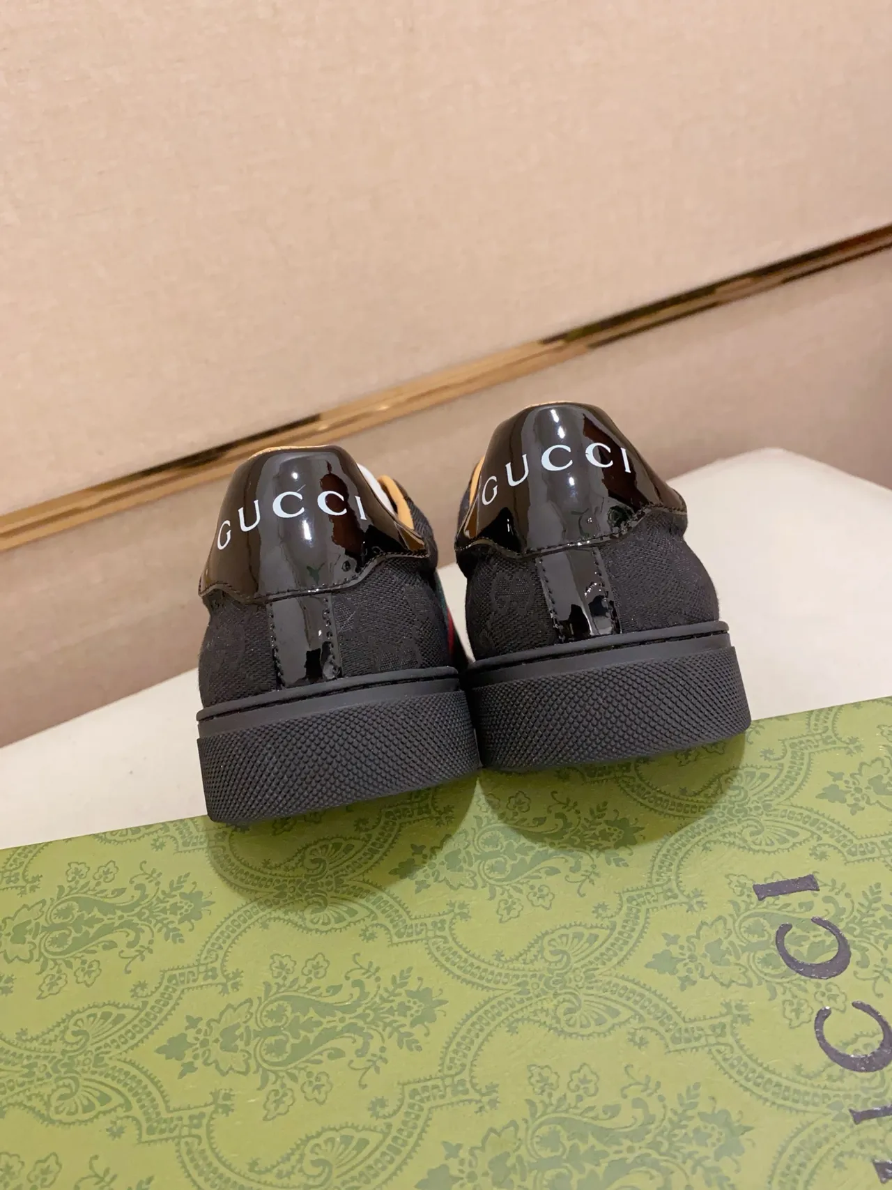 Gucci Black Red Monogrammed Canvas Patent Leather Accents Lifestyle Sneakers 3