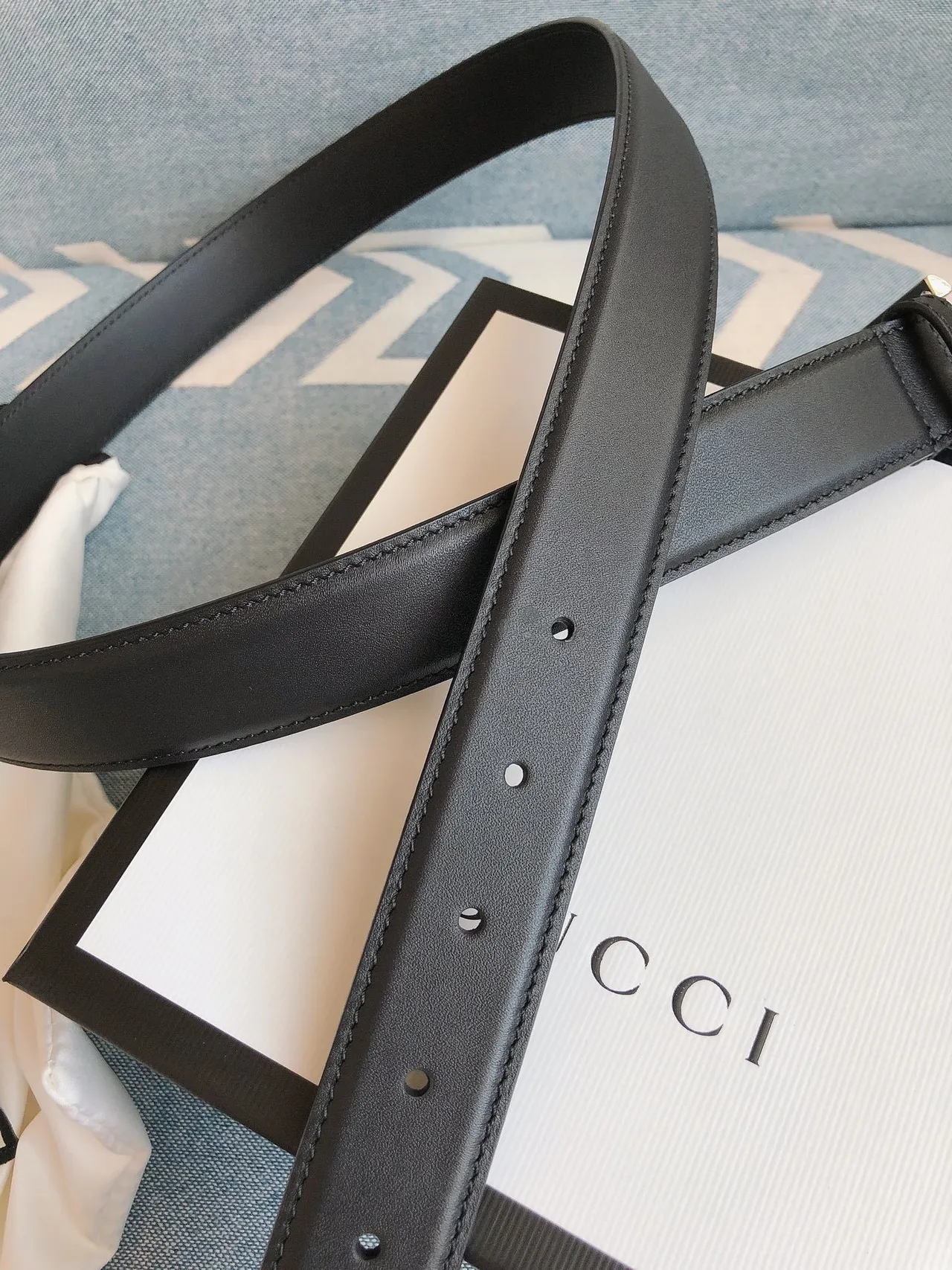 Gucci Black Silver Hexagonal Buckle Smooth Strap Leather Belt 3