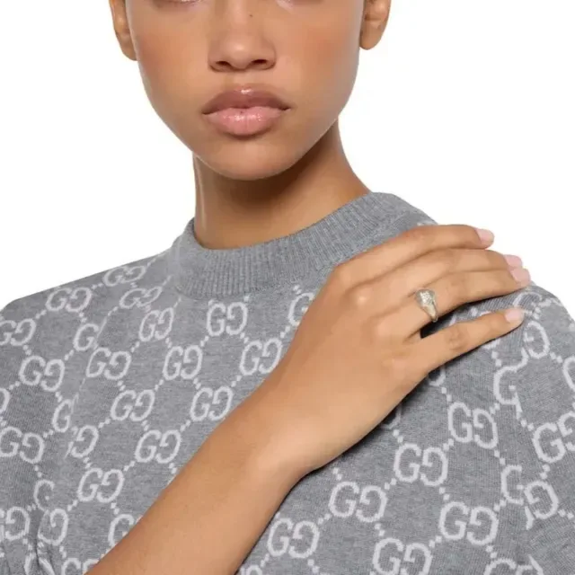 Gucci Blind for Love Silver Gold Heart-Shaped Signet-Style Ring 8