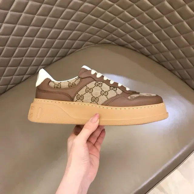 Gucci Brown Beige GG Monogram Canvas Leather Overlay Lifestyle Sneakers 2