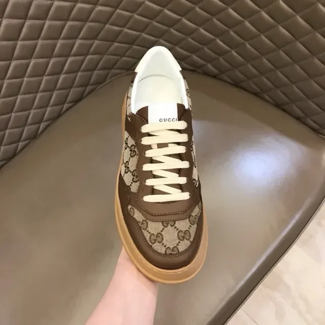 Gucci Brown Beige GG Monogram Canvas Leather Overlay Lifestyle Sneakers 3