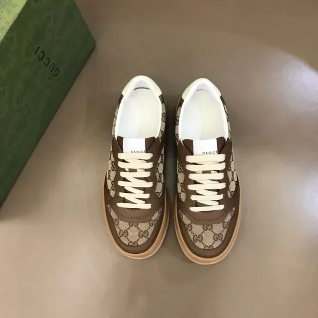 Gucci Brown Beige GG Monogram Canvas Leather Overlay Lifestyle Sneakers 6