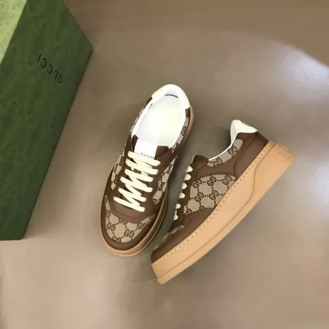 Gucci Brown Beige GG Monogram Canvas Leather Overlay Lifestyle Sneakers 8