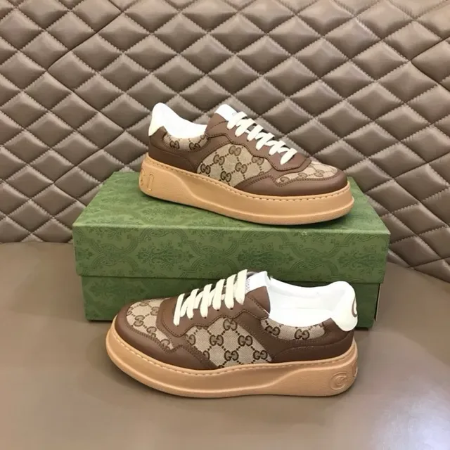 Gucci Brown Beige GG Monogram Canvas Leather Overlay Lifestyle Sneakers 9