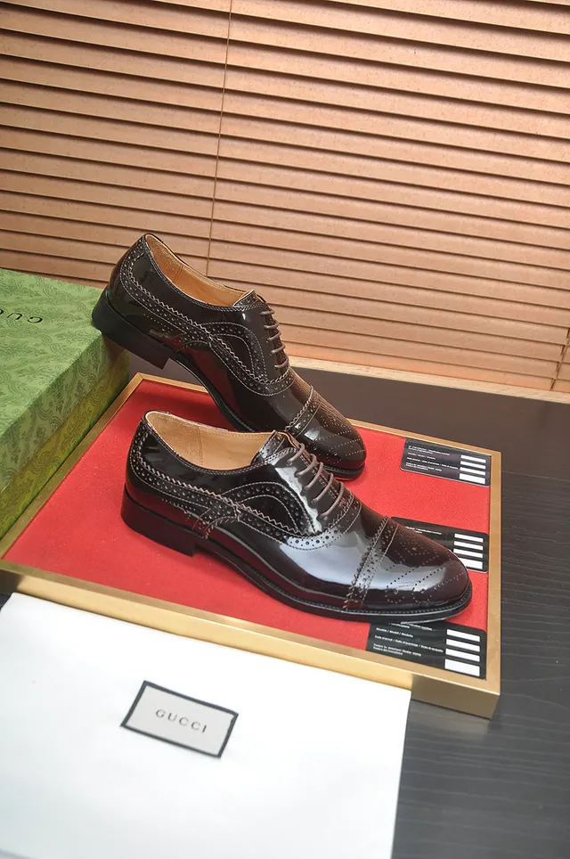 Gucci Brown Black Cap-Toe Patent Leather Brogue 4