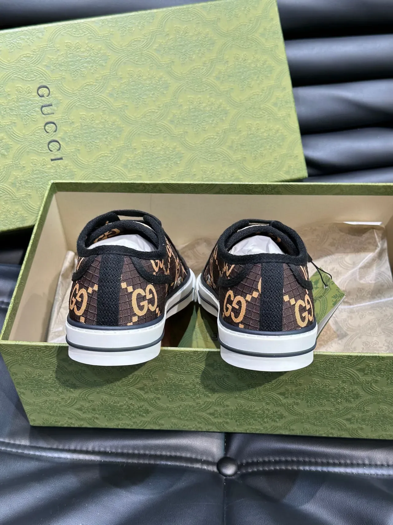 Gucci Marrom Dourado GG Monogram Canvas Low-Top Silhouette Lifestyle Sneakers 8