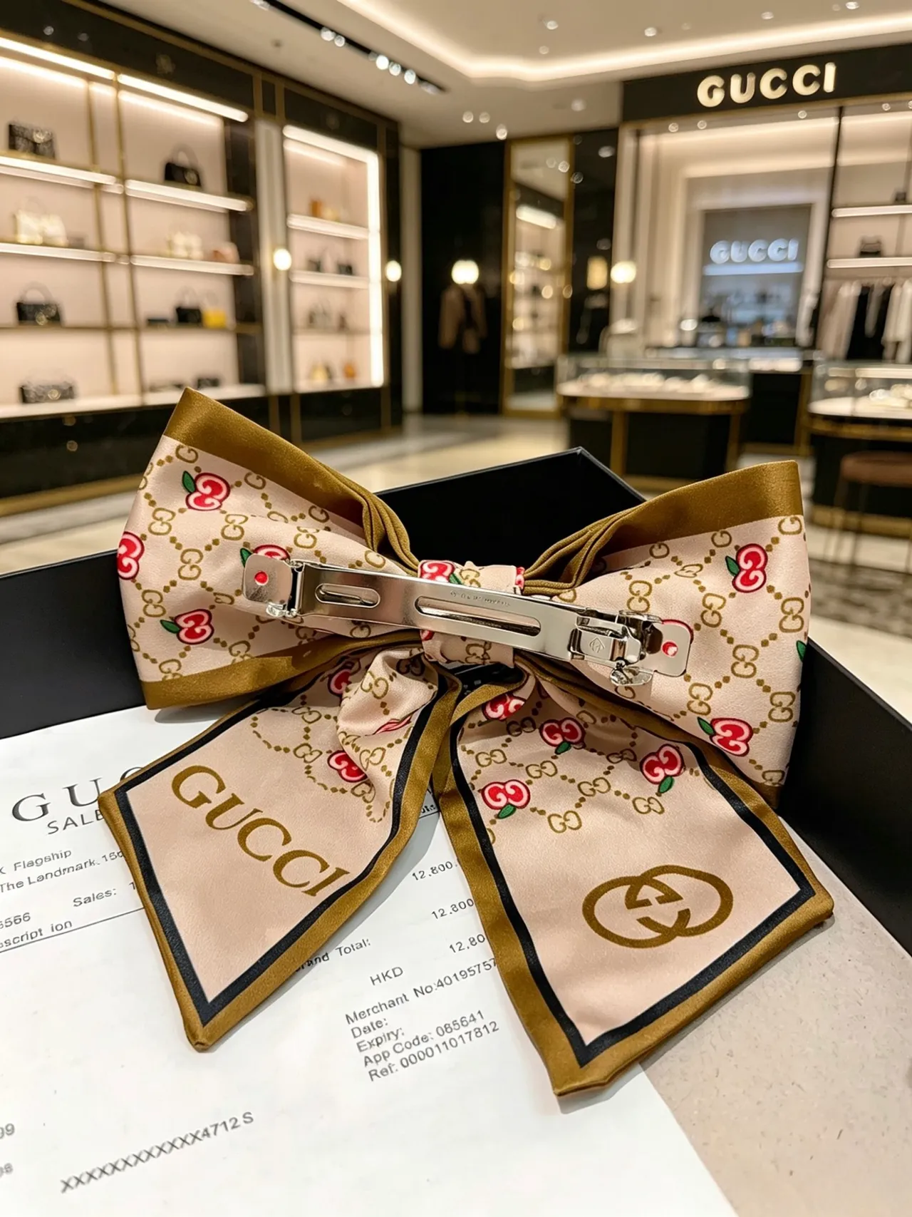 Gucci impression de cerise GG Monogram écharpe de soie 2