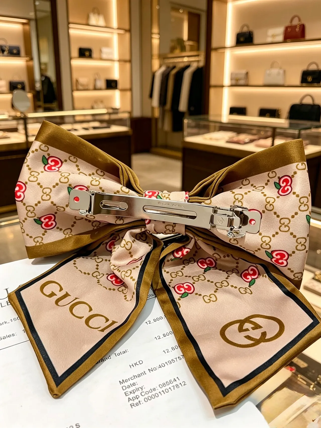 Gucci impression de cerise GG Monogram écharpe de soie 3