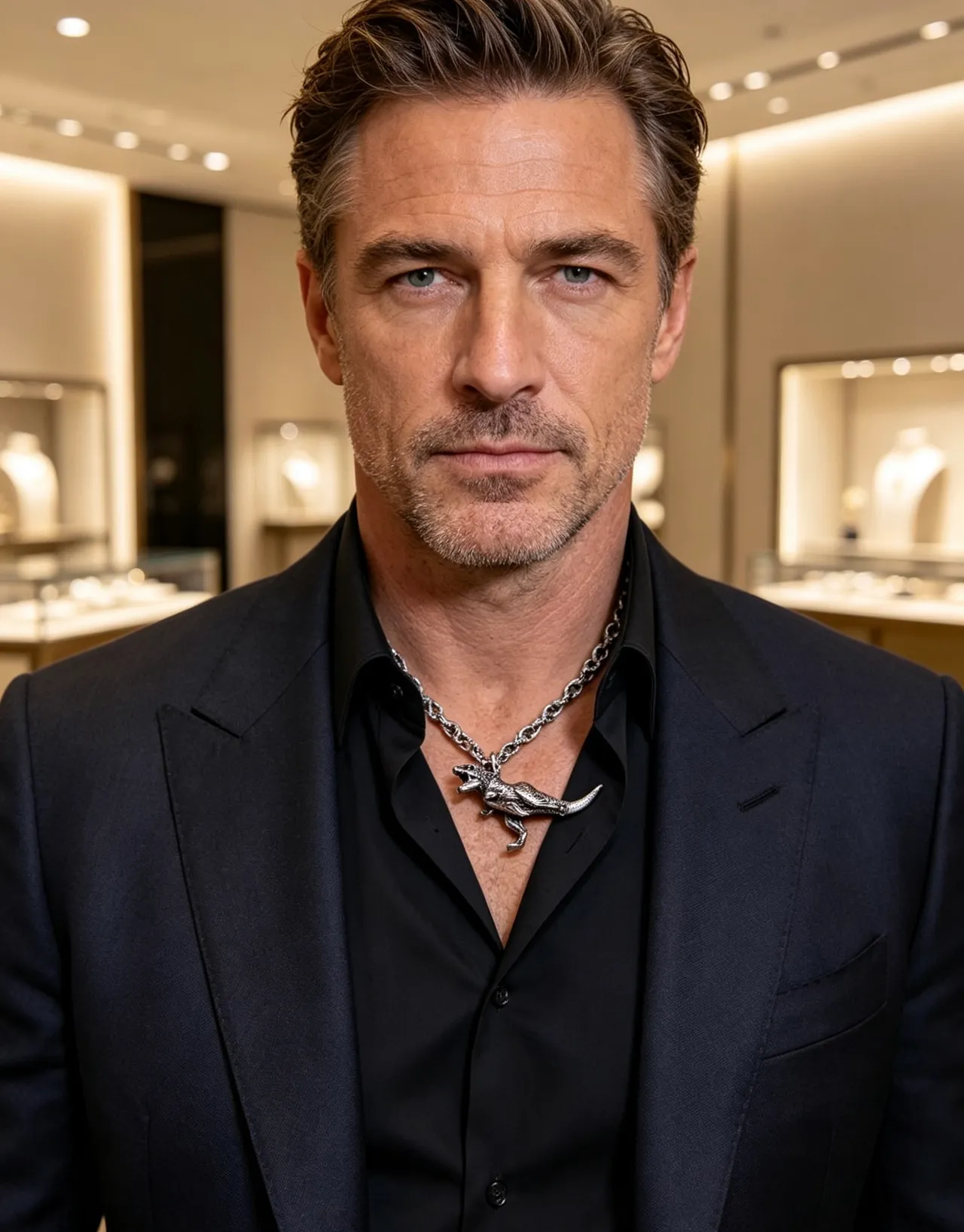 Gucci Dinosaur Necklace Silver Twisted-Link Chain Necklace 2
