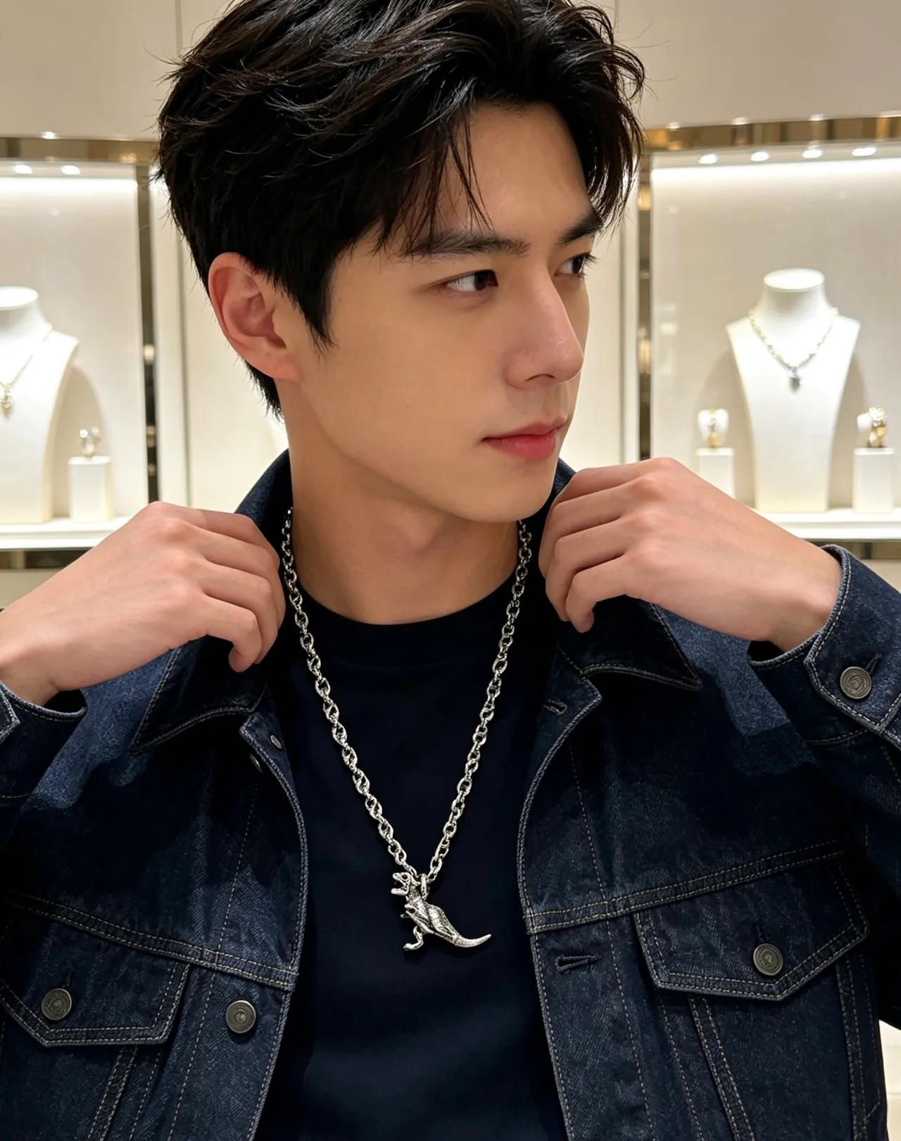 Gucci Dinosaur Necklace Silver Twisted-Link Chain Necklace 5