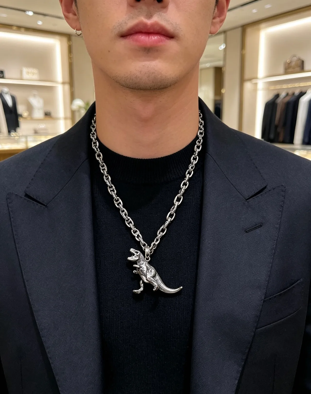 Gucci Dinosaur Necklace Silver Twisted-Link Chain Necklace 8