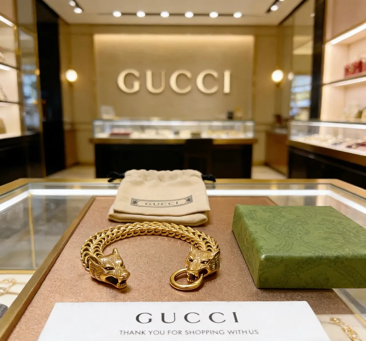 Gucci Dionysus Gold Wolf-Head Terminals Bracelet 3