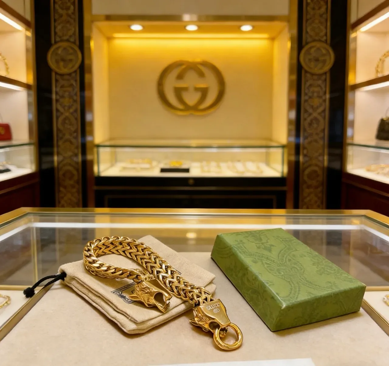 Gucci Dionysus Gold Wolf-Head Terminals Bracelet 5