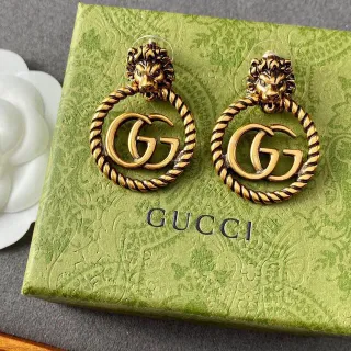 Gucci Dionysus Lion Head Twisted Rope Interlocking GG Earrings