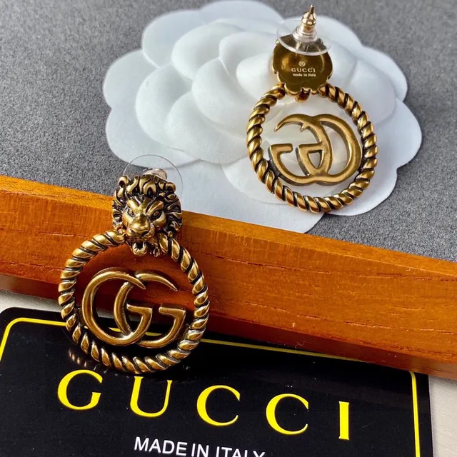 Gucci Dionysus Lion Head Twisted Rope Interlocking GG Earrings 2