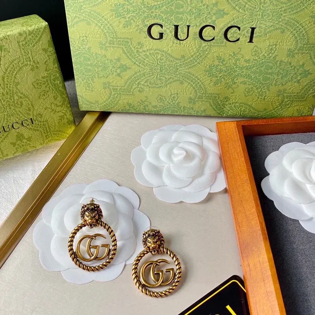 Gucci Dionysus Lion Head Twisted Rope Interlocking GG Earrings 3