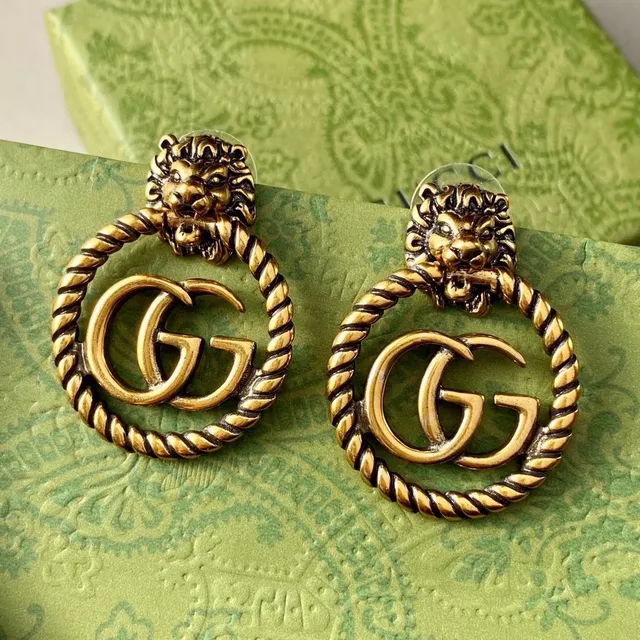 Gucci Dionysus Lion Head Twisted Rope Interlocking GG Earrings 4