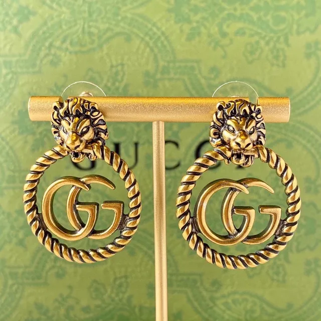 Gucci Dionysus Lion Head Twisted Rope Interlocking GG Earrings 8