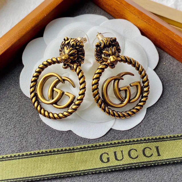 Gucci Dionysus Lion Head Twisted Rope Interlocking GG Earrings 9