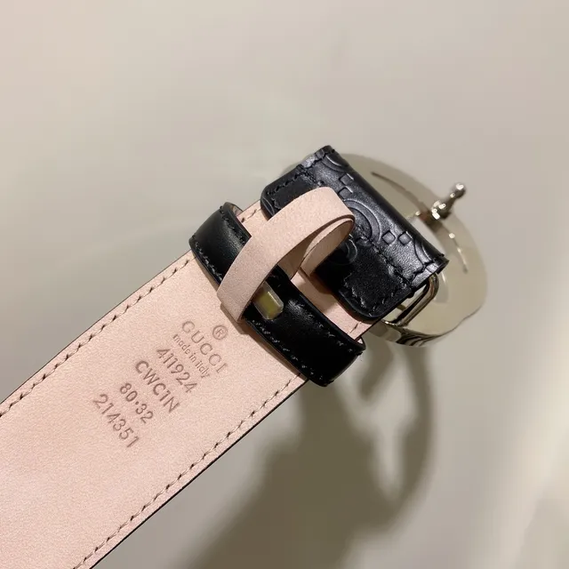 Gucci Double G Embossed Black Leather Belt 5