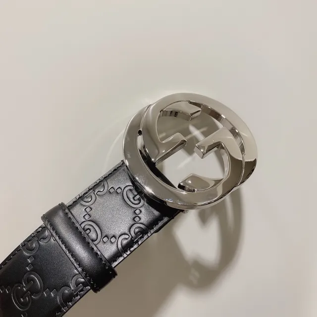 Gucci Double G Embossed Black Leather Belt 6
