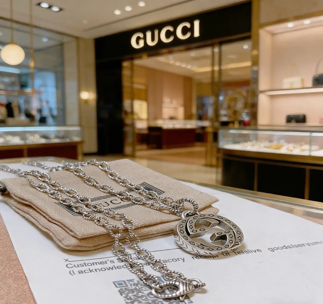 Gucci Double G Pendant Necklace Silver-Tone Interlocking Chain Necklace 3