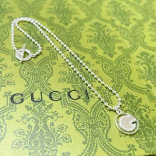 Gucci Double G 银色球链切换扣项链