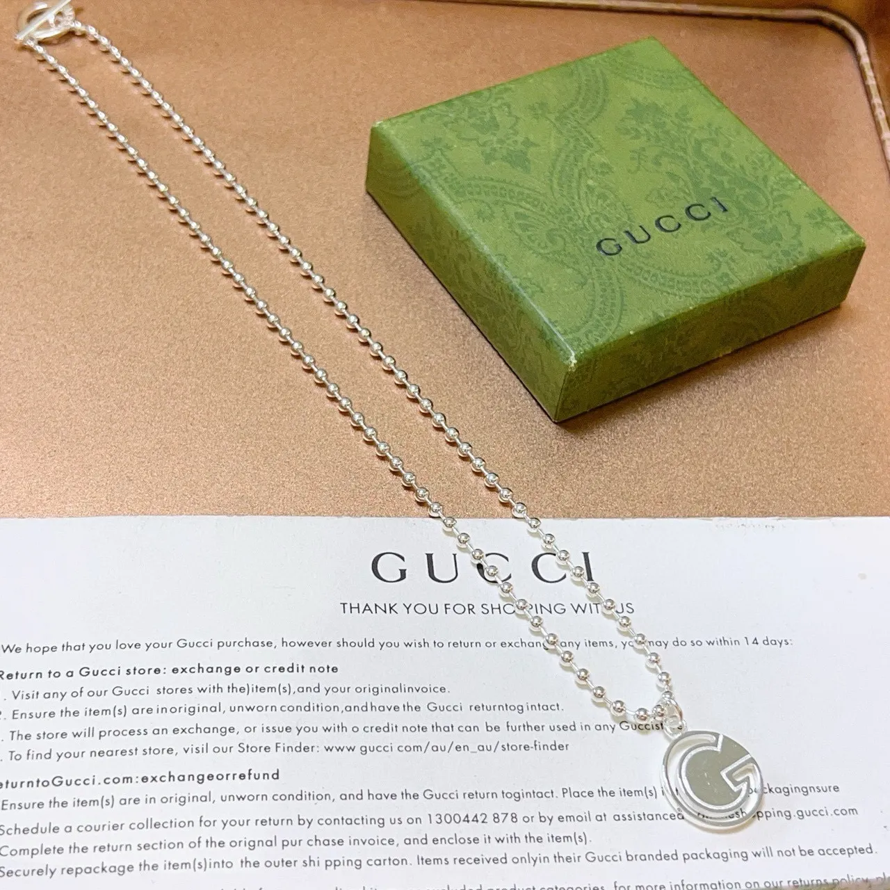 Gucci Double G Silver Ball-Chain Toggle Clasp Necklace 7