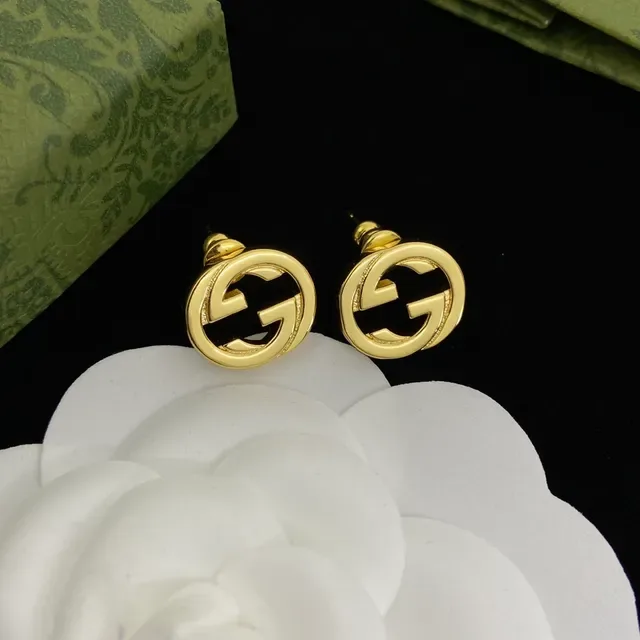 Gucci Double G Stud Silver Black Interlocking Logo Circular Earrings 4