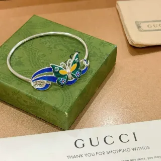 Gucci Enamel Butterfly Motif Silver-Tone Bracelet