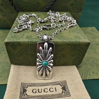 Gucci Floral Sunburst Turquoise Pendant Necklace