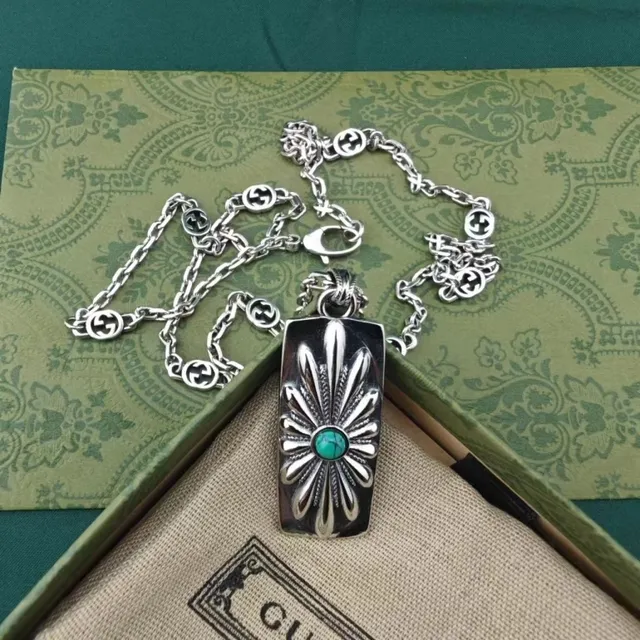 Gucci Floral Sunburst Turquoise Pendant Necklace 3