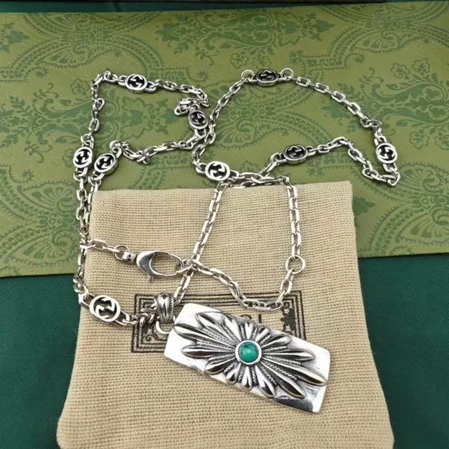 Gucci Floral Sunburst Turquoise Pendant Necklace 4