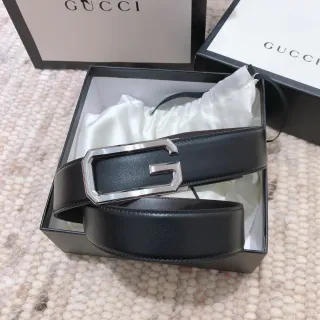 Gucci G-Buckle Black Leather Belt