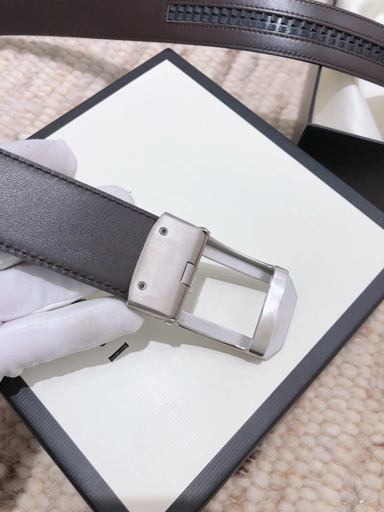 Gucci G-Buckle Black Leather Belt 7