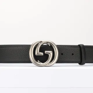 Gucci GG Marmont Black Pebbled Leather Belt